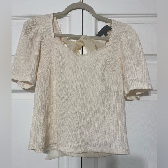 - Sunday in Brookline by Anthropologie Bow-Back Puff-Sleeved Top size XS - Picture 4 of 8